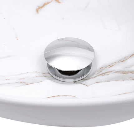 16 Inch Oval Marble Vessel Bathroom Sink White