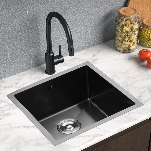 Black Single-bowl Black Drop-in Stainless Steel Kitchen Sink