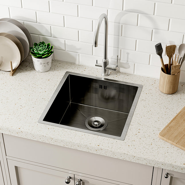 Black Single-bowl Black Drop-in Stainless Steel Kitchen Sink