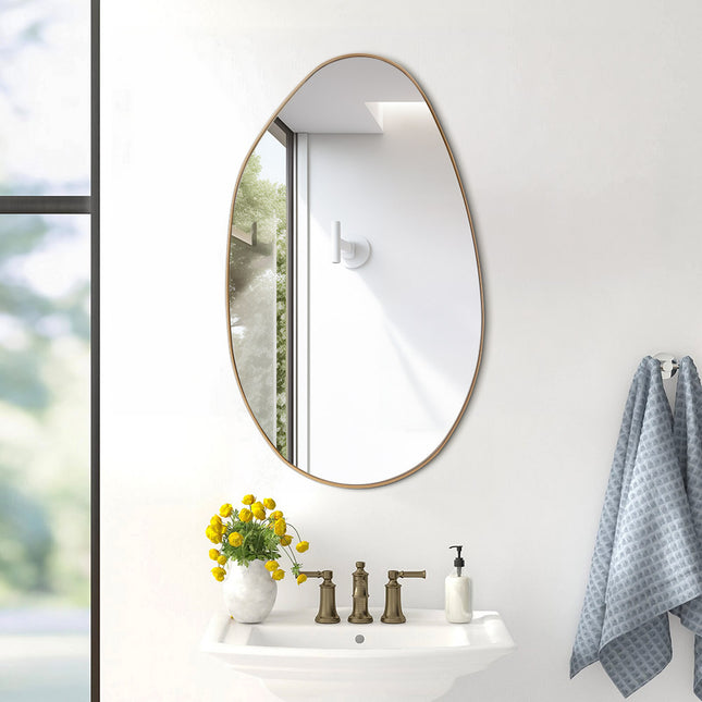 Gold Irregularly Shaped Metal Framed Wall Mirror Decorative