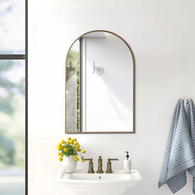 Arched Wall Mirror with Metal Frame 50 x 75cm