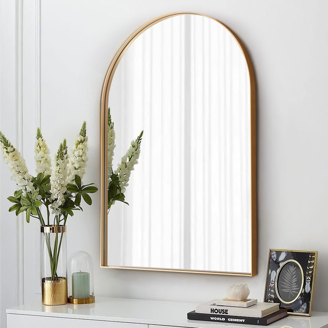 Arched Wall Mirror with Metal Frame 50 x 75cm