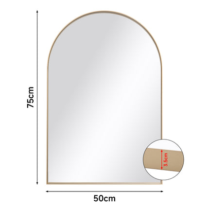 Arched Wall Mirror with Metal Frame 50 x 75cm