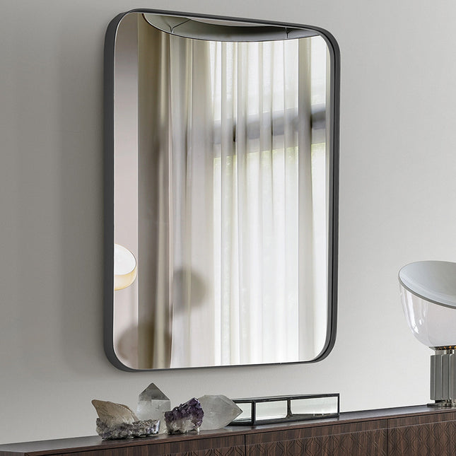 Black Rectangular Metal Framed Wall Mirror Decorative 50x70cm H