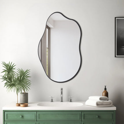 Irregular Wall Mirror with Decorative Metal Frame 50 x 85cm