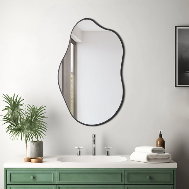 Irregular Wall Mirror with Decorative Metal Frame 50 x 85cm