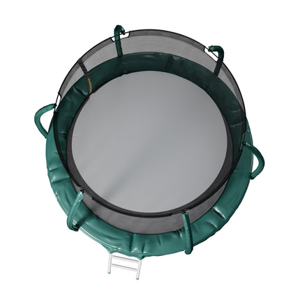 Dark Green 8FT Outdoor Enclosure Trampoline with Ladder