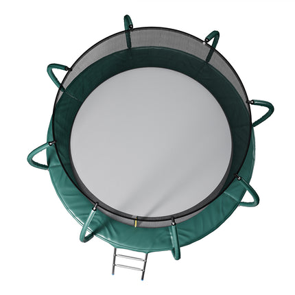 Dark Green 12FT Outdoor Enclosure Trampoline with Ladder