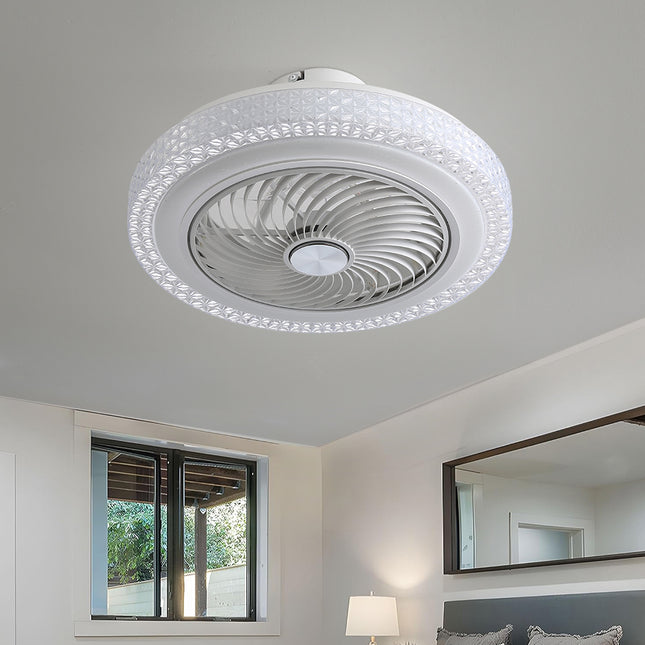 White 20 Inch Acrylic Ceiling Mount LED Fan Light