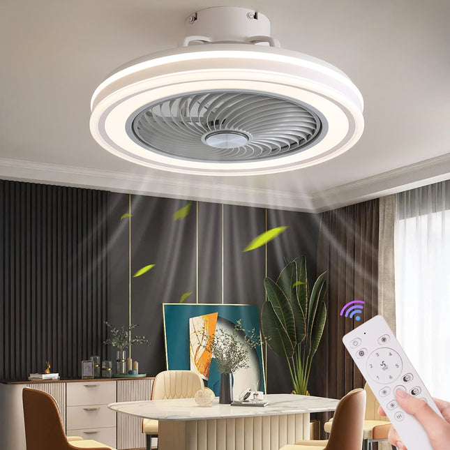 White Round 21 Inch Acrylic Ceiling Mount LED Fan Light