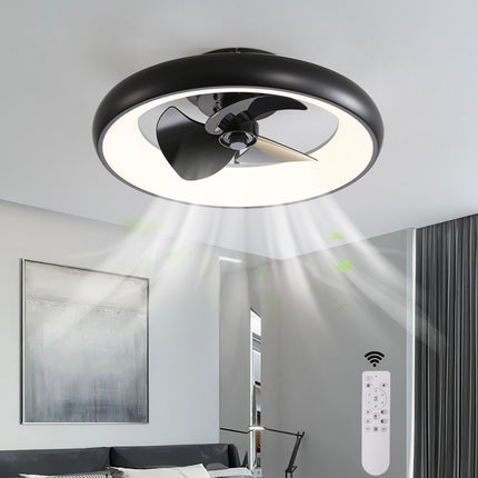Black 20 Inch Industrial Style Ceiling Mount LED Fan Light