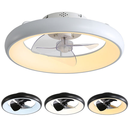 Black 20 Inch Industrial Style Ceiling Mount LED Fan Light
