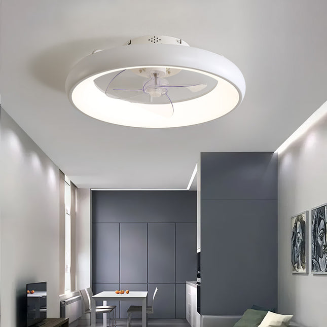 White 20 Inch Industrial Style Ceiling Mount LED Fan Light