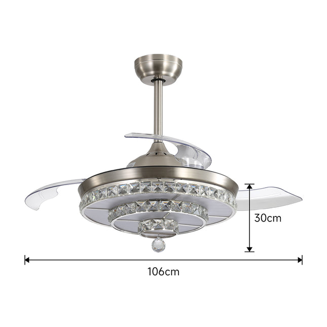42 Inch Acrylic Ceiling Fan Light with Retracted Blades