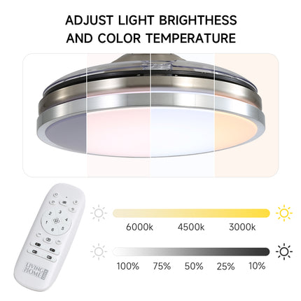 42 Inch Dia 106cm Acrylic Ceiling Fan Light with Retracted Blades