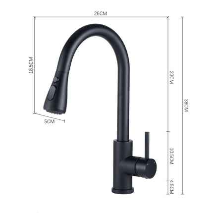 Black/Gold Retractable Commercial Pulldown Kitchen Faucet