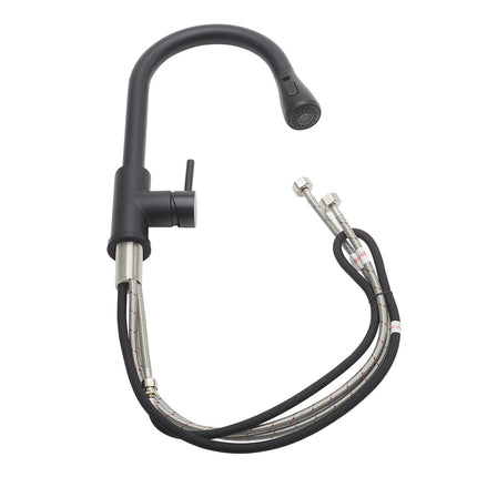 Black/Gold Retractable Commercial Pulldown Kitchen Faucet