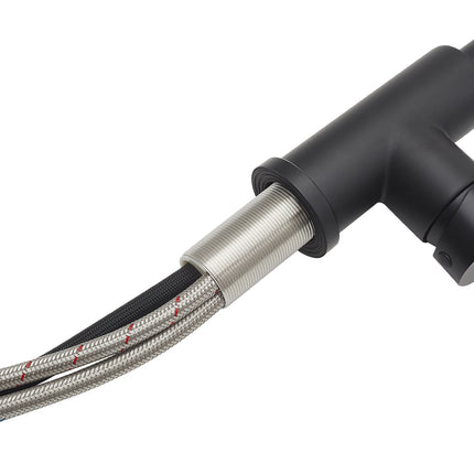 Black/Gold Retractable Commercial Pulldown Kitchen Faucet