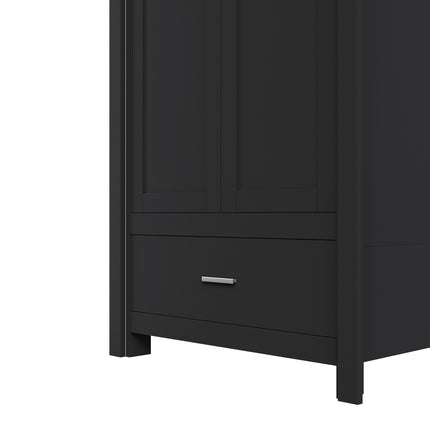 Modern Double-Door Wardrobe with Drawer & Hanging Rail