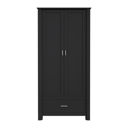 Modern Double-Door Wardrobe with Drawer & Hanging Rail