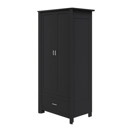 Modern Double-Door Wardrobe with Drawer & Hanging Rail