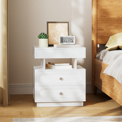 Modern 3-Drawer Bedside Table with RGB Lighting