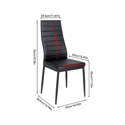 Set of 6 Modern Faux Leather Armless High Back Dining Chairs