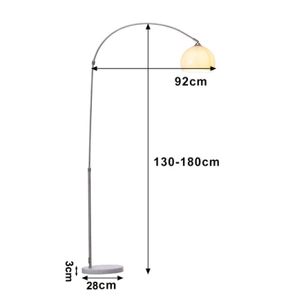 Arched Floor Lamp Tall Curved Design with Marble Base Orange and White  Lampshade 130 to 180CM