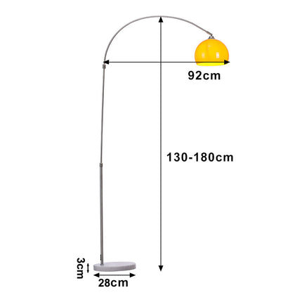 Arched Floor Lamp Tall Curved Design with Marble Base Orange and White  Lampshade 130 to 180CM