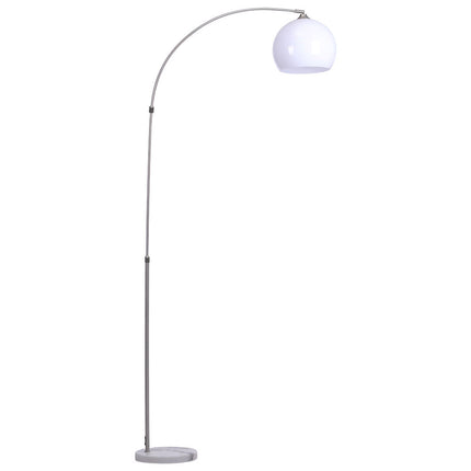 Arched Floor Lamp Tall Curved Design with Marble Base Orange and White Lampshade 145 to 220CM