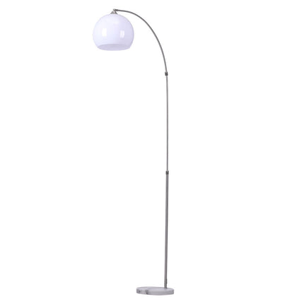 Arched Floor Lamp Tall Curved Design with Marble Base Orange and White Lampshade 145 to 220CM