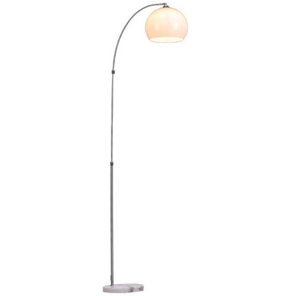 Arched Floor Lamp Tall Curved Design with Marble Base Orange and White Lampshade 145 to 220CM