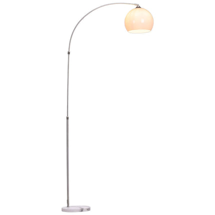 Arched Floor Lamp Tall Curved Design with Marble Base Orange and White Lampshade 145 to 220CM