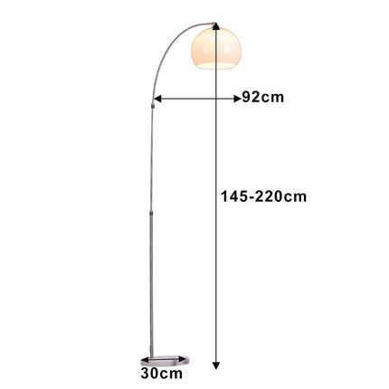 Arched Floor Lamp Tall Curved Design with Marble Base Orange and White Lampshade 145 to 220CM
