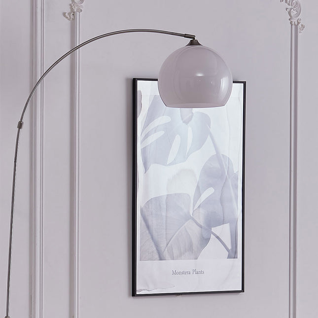 Arched Floor Lamp Tall Curved Design with Marble Base Orange and White Lampshade 145 to 220CM