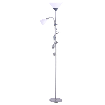 175CM Mother and Child Adjustable Floor Reading Lamp Silver Grey
