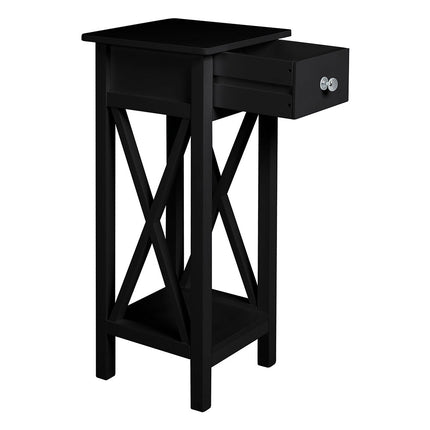 Modern Side Table Nightstand with Bottom Shelf for Living Room Bedroom Black