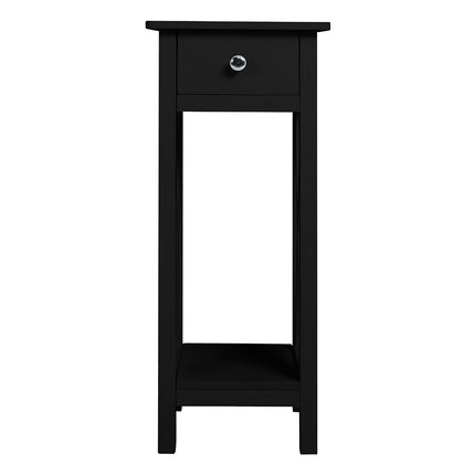 Modern Side Table Nightstand with Bottom Shelf for Living Room Bedroom Black