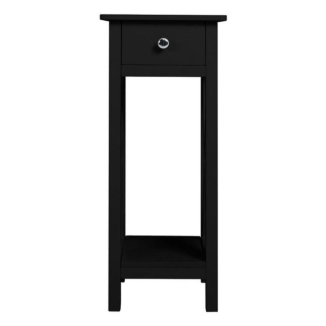 Modern Side Table Nightstand with Bottom Shelf for Living Room Bedroom Black