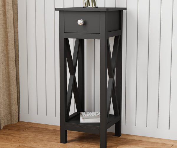 Modern Side Table Nightstand Bottom Shelf Living Room Bedroom