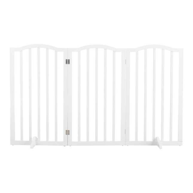 Wood Durable Free Standing Folable Pet Gate Fence White 3 Panels