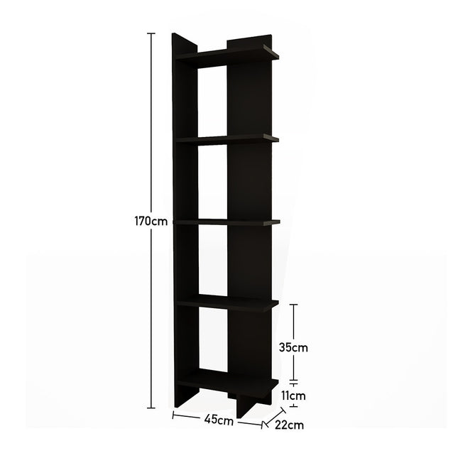 5 Tier Corner Storage Bookshelf Shelving Unit Black