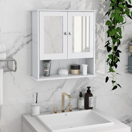 Rectangular Double Door Mirror Cabinet with Medicine Cabinet 56x58cm