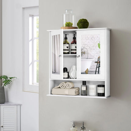 Rectangular Double Door Mirror Cabinet with Medicine Cabinet 56x58cm