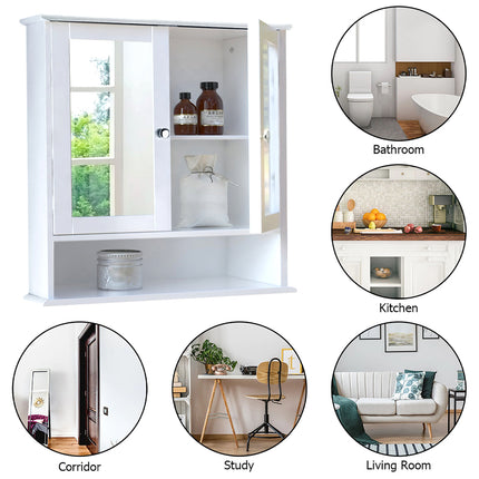 Rectangular Double Door Mirror Cabinet with Medicine Cabinet 56x58cm