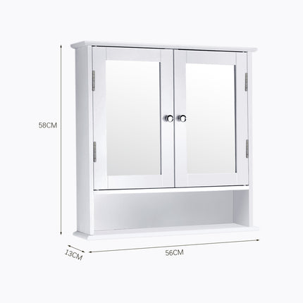 Rectangular Double Door Mirror Cabinet with Medicine Cabinet 56x58cm