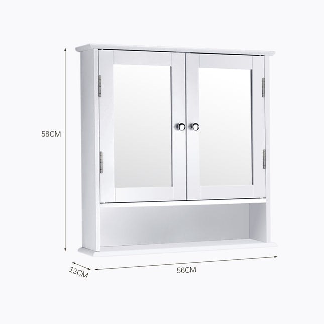 Rectangular Double Door Mirror Cabinet with Medicine Cabinet 56x58cm