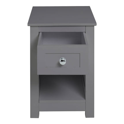 Small Wooden Beaside Table Cabinet with Drawer Shelf Storage, Grey