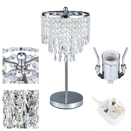 Modern Chrome and Crystal Shade Table Lamp