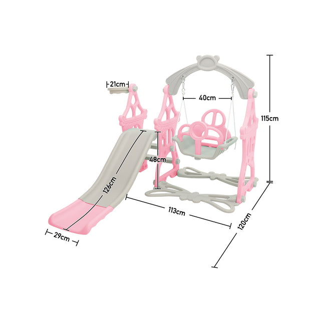 Pink Indoor and Outdoor Swing and Slide Set for Kids